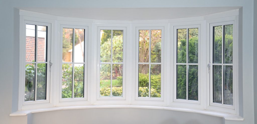 Interior white uPVC bay window